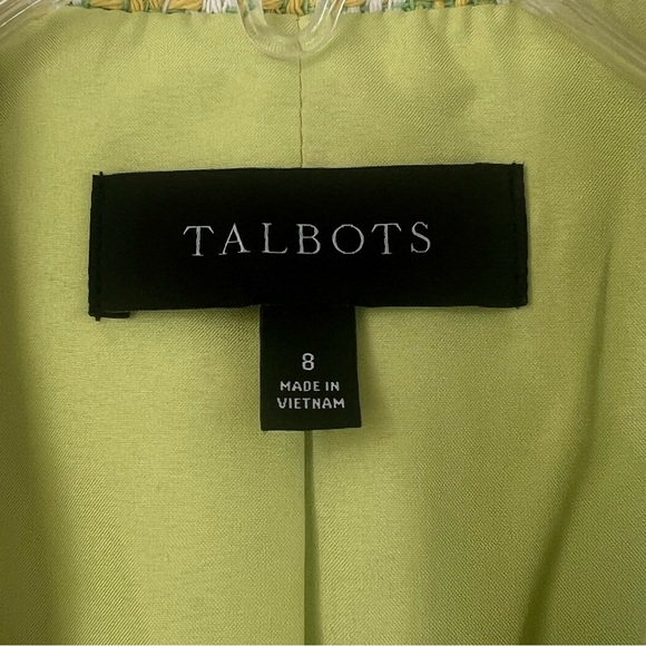 Talbots Stride Tweed Green Trench Cropped Blazer Jacket Size 8 - Picture 10 of 16